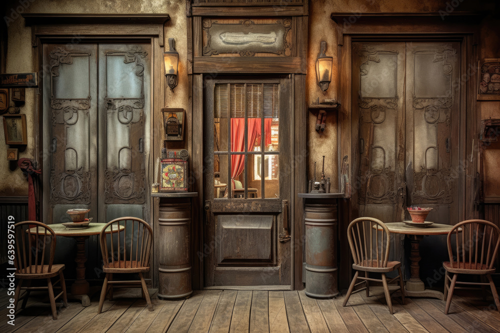 Old western style saloon doors - obrazy, fototapety, plakaty 