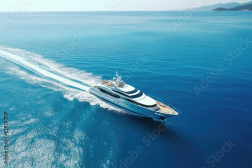 aerial view of beautiful yacht in blue sea, AI Generated © dark_blade