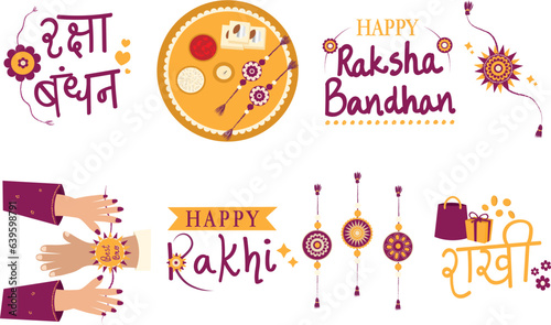 raksha bandhan illustrations set happy raksha bandhan rakhi stickers set raksha bandhan stickers clipart
