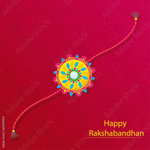 Rakhi Festival Background Design with Creative Rakhi Illustration, Indian festival Raksha Bandhan Vector Illustration with hindi text 'Raksha Bandhan'