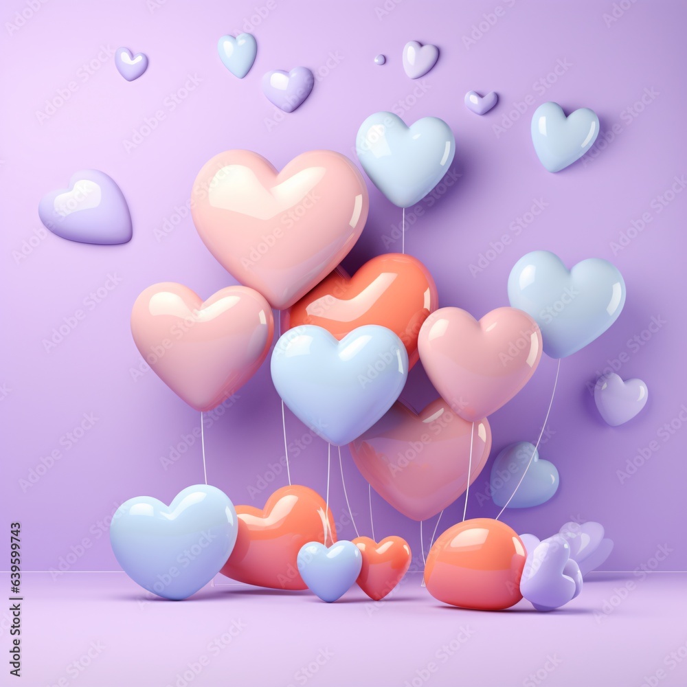 valentine pastel mini heart style 3d clay generative ai