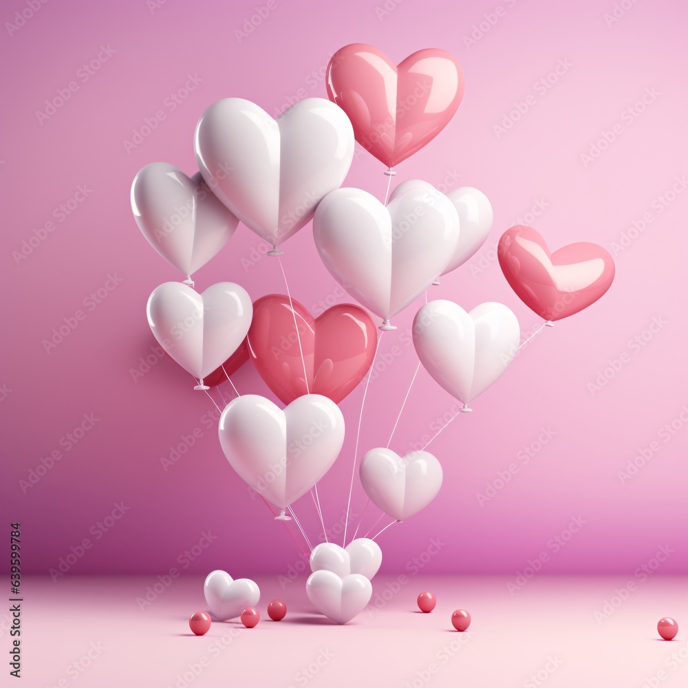 valentine pastel mini heart style 3d clay generative ai