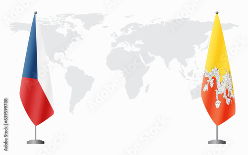 Czech Republic and Bhutan flags for official meeting