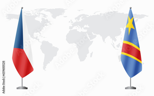 Czech Republic and Congo Kinshasa flags for official meeting