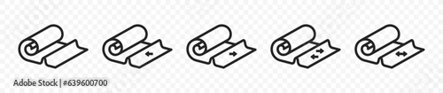 Roll fabric linear vector icon. Fabric property: fabric wrinkle, folds and wrinkles in the fabric graphic design