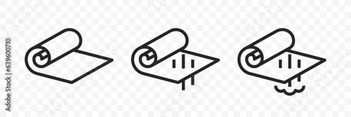 Roll fabric linear vector icon. Fabric property: fabric breathability and fabric vapor permeability graphic line design