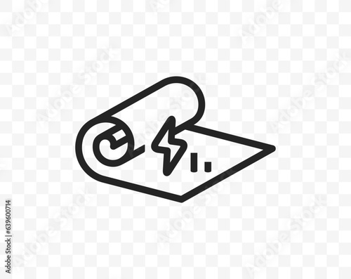 Roll fabric linear vector icon. Fabric property: fabric electrification and static electricity on fabric surface graphic design