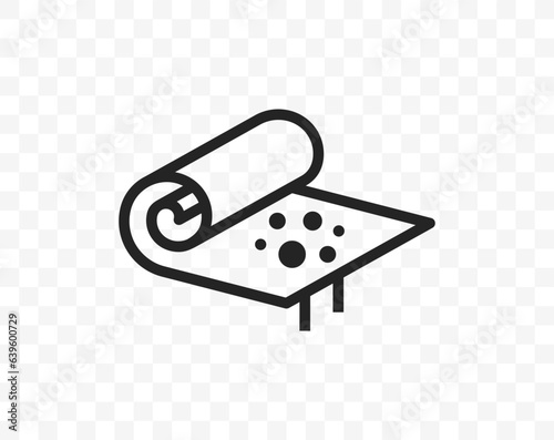 Roll fabric linear vector icon. Fabric property: fabric dust capacity and fabric pollution graphic design