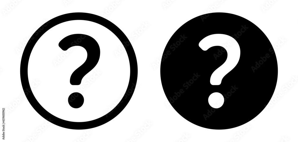 Question mark icon set. help bubble button. doubt faq sign in black filled and outlined style. - obrazy, fototapety, plakaty 