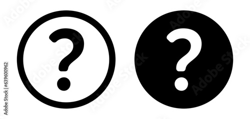 Question mark icon set. help bubble button. doubt faq sign in black filled and outlined style.