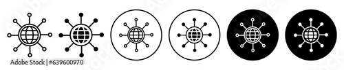 network icon set. global worldwide cyber connection vector symbol. internationa data sharing technology sign in black. suitable for apps and website ui designs. photo