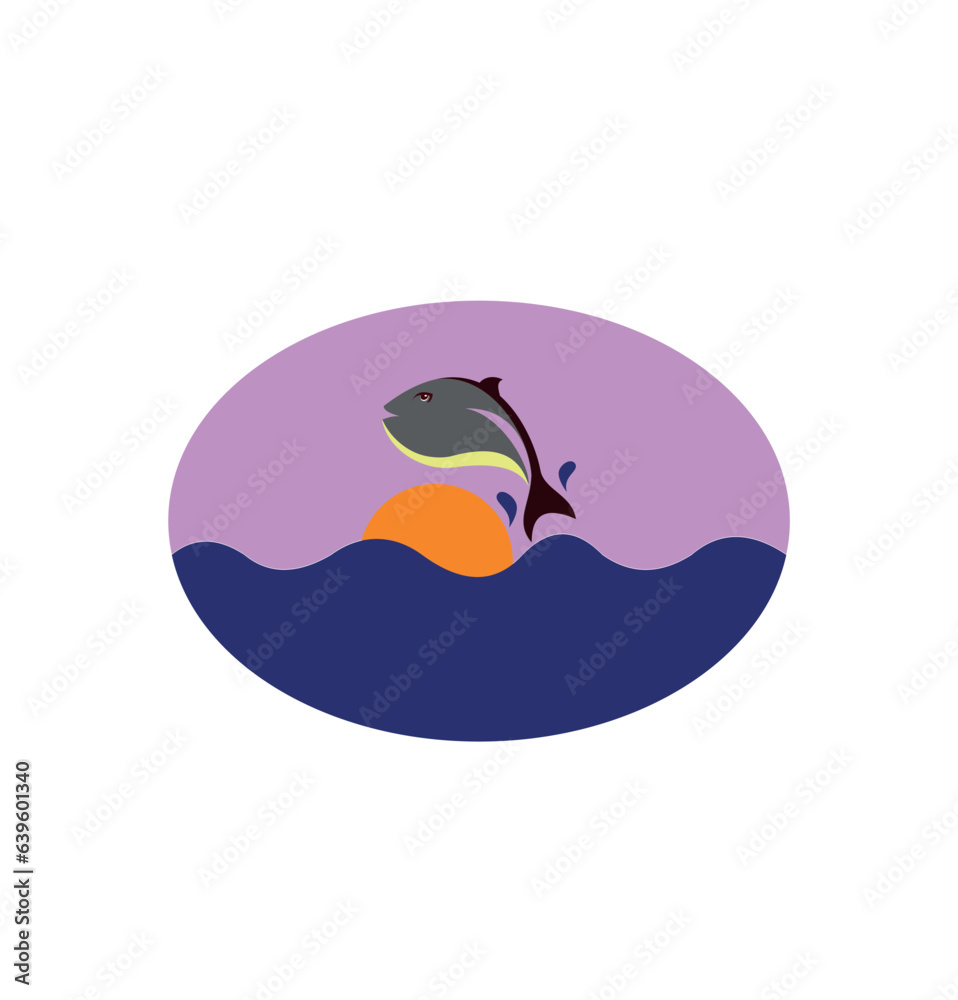 Fish jumping vector icon for fishing template Fish jumping vector icon for fishing template