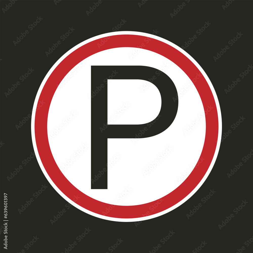 Isolated printable sticker label design round circle white red P letter for car or motorbike parking area street sign Isolated printable sticker label design round circle white red P letter for car or motorbike parking area street sign