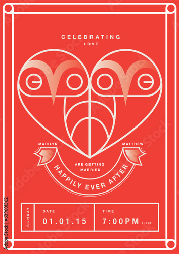 Classy wedding greetings. Love bird wedding invitation. Valentines day invitation