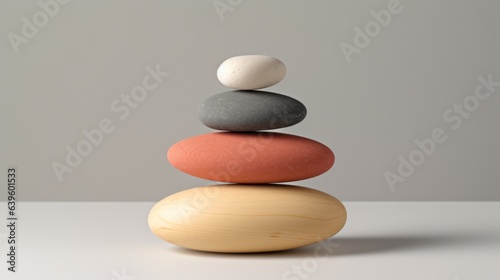 zen stones on white background. Generative AI