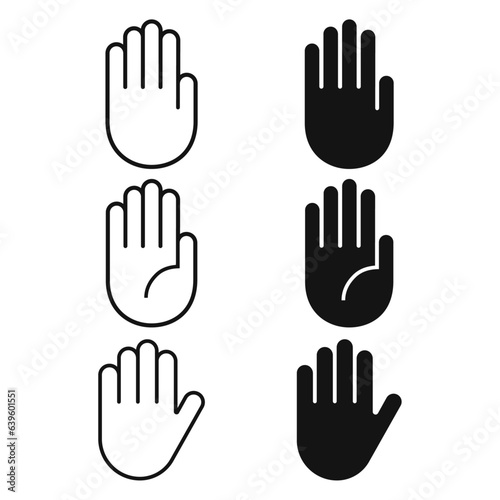 Palm, Hand icon vector set. Filled and lined sign symbol. Pictogram icon