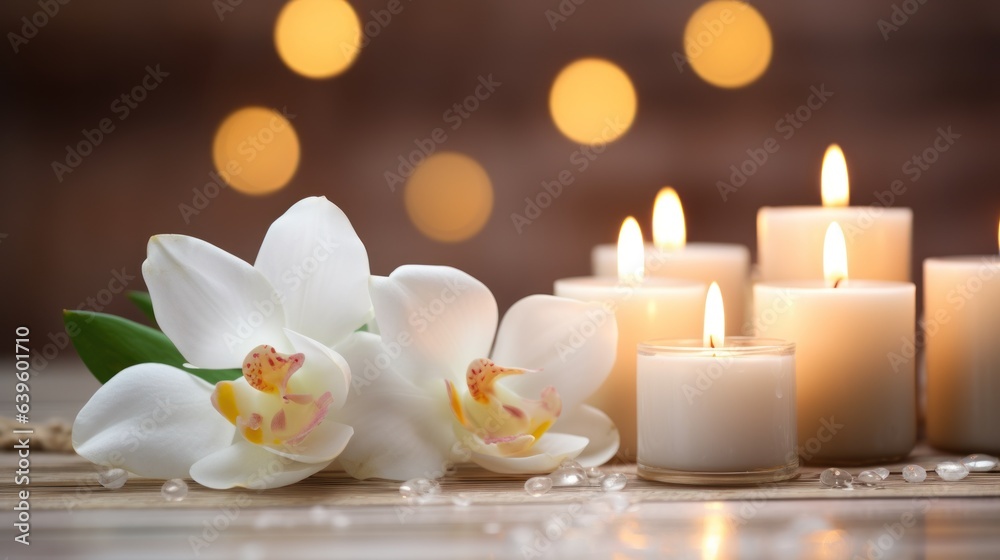 candles and flowers. Generative AI