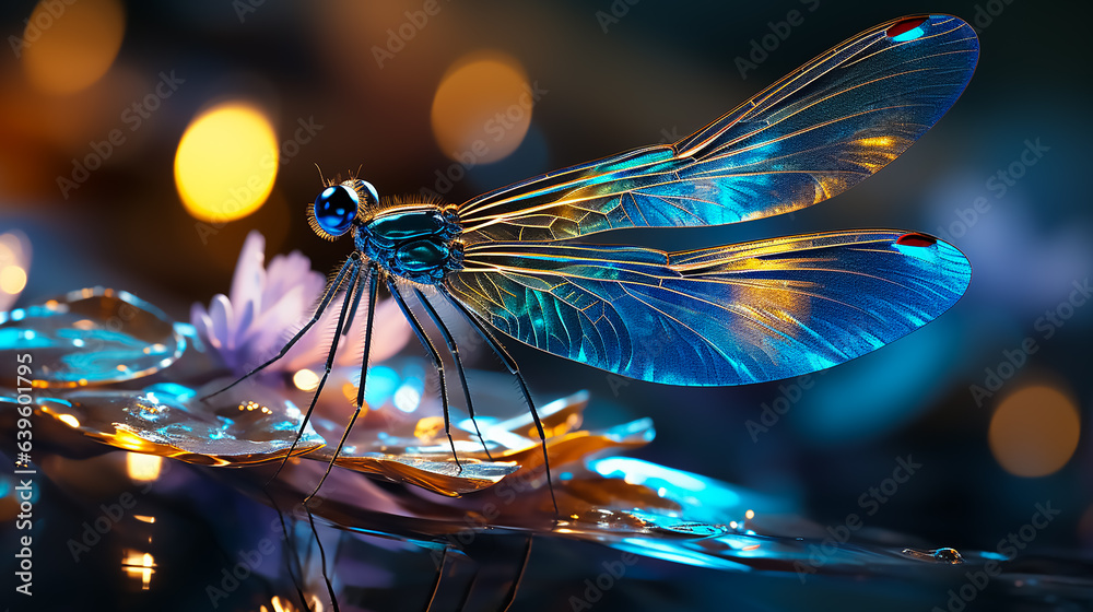 A delicate damselfly perched on a slender reed, its iridescent wings shimmering in the sunlight, montage photography, Expressionism, A delicate damselfly perched on a slender reed, its iridescent wings shimmering in the sunlight, montage photography, Expressionism,