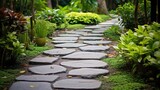 stone path in garden. Generative AI