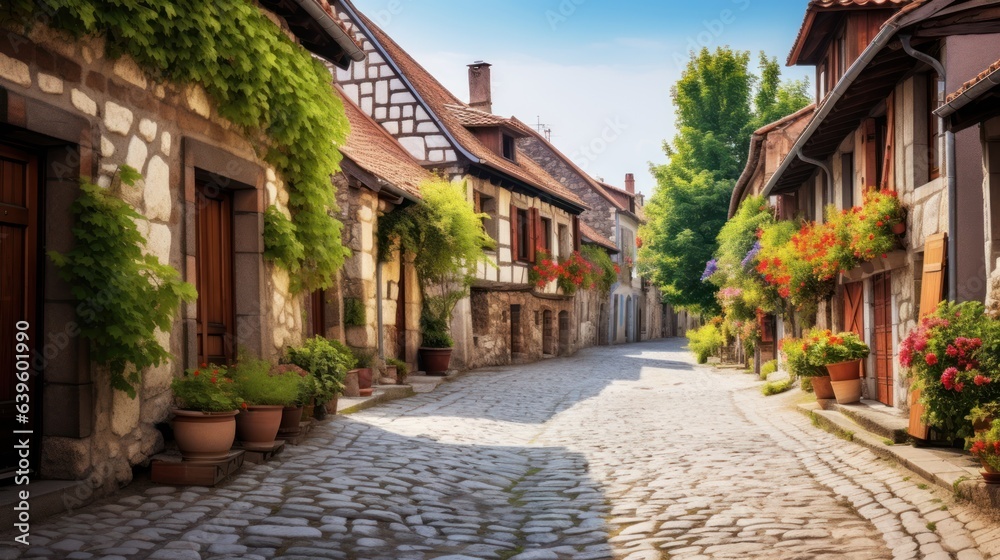 narrow street in the old town. Generative AI