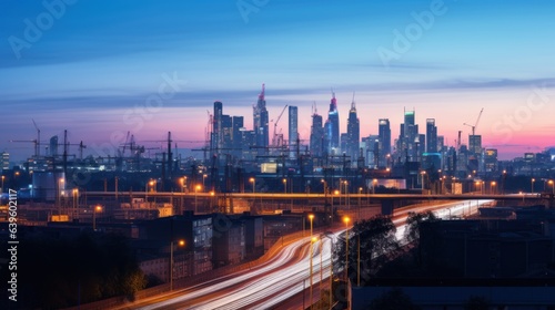 city skyline at night. Generative AI