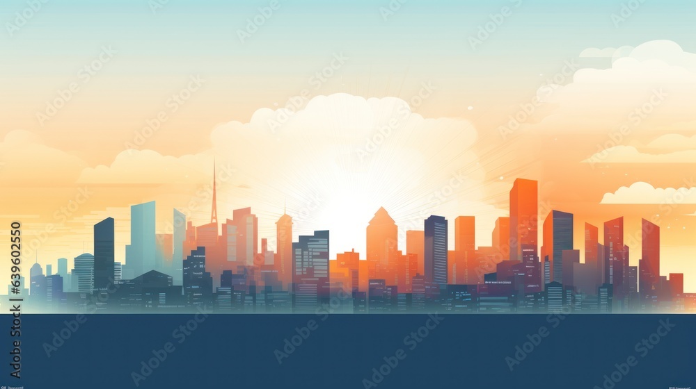 city skyline at sunset. Generative AI