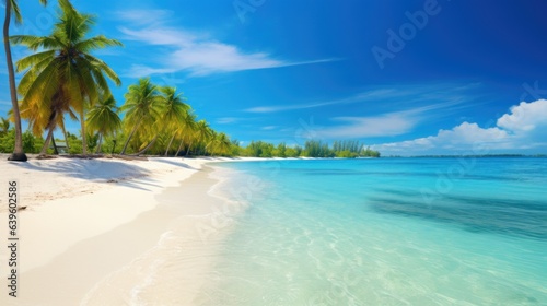 beach with coconut trees. Generative AI