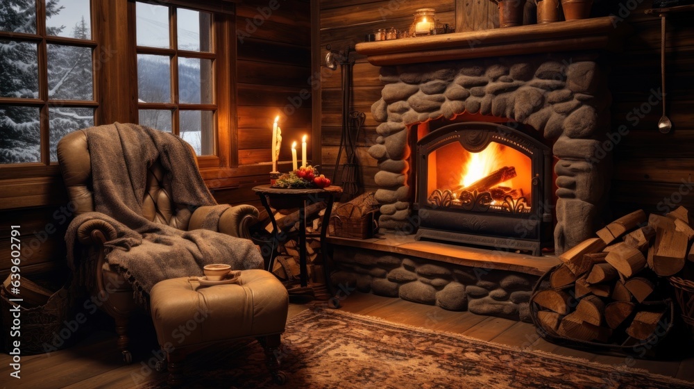 fireplace. Generative AI fireplace. Generative AI