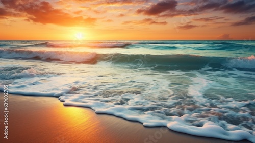 sunset on the beach. Generative AI