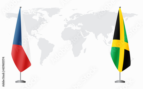 Czech Republic and Jamaica flags for official meeting