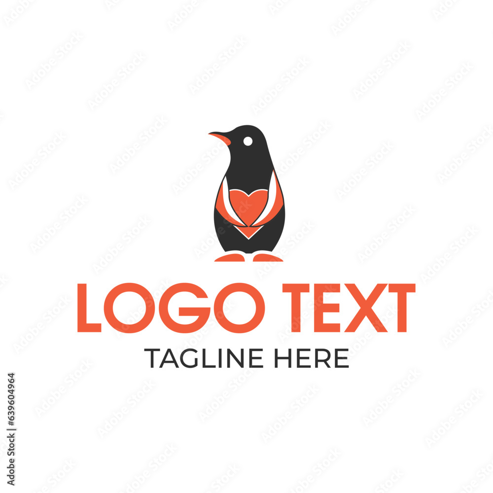 Fototapeta premium penguin heart logo design