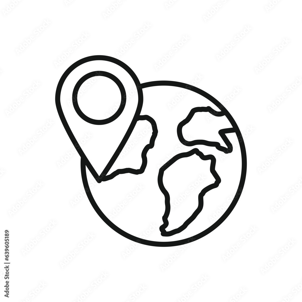 Editable Icon of Globe Location, Vector illustration isolated on white background. using for Presentation, website or mobile app