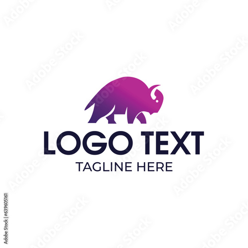 Aggressive bison logo design