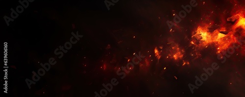 Inferno unleashed. Fiery dance. Burning passion. Abstract fire in depths. Eternal flame on black background