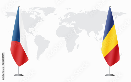 Czech Republic and Romania flags for official meeting