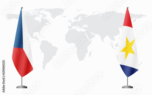 Czech Republic and Saba flags for official meeting
