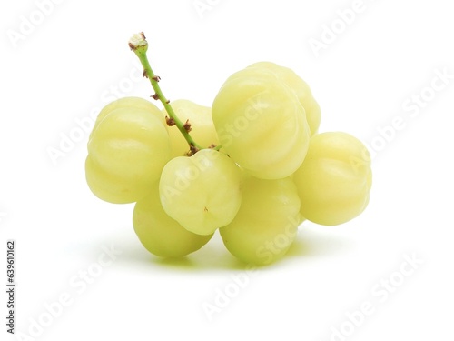 fresh organic sour gooseberry laying on white background small gooseberry Contains antioxidants to help slow down aging Help in matters of the excretory system. and is high in vitamin C.