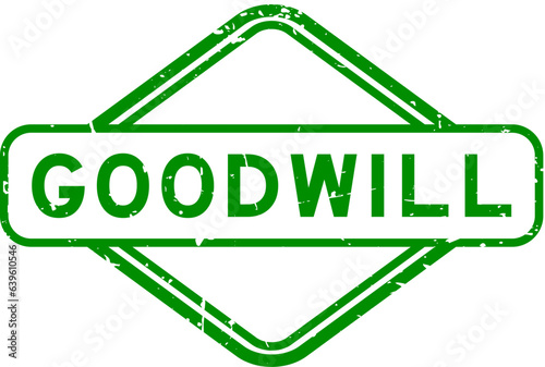 Grunge green goodwill word rubber seal stamp on white background