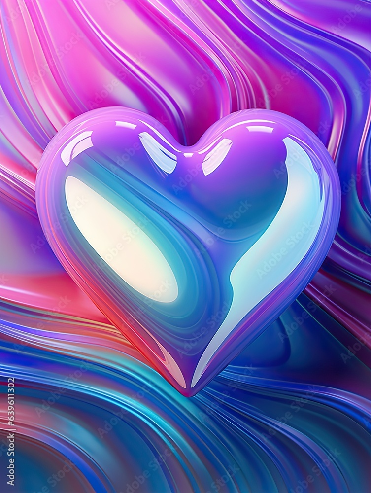 Purple and blue heart in a colorful background design wallpaper
