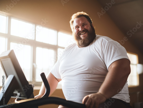 Obraz na płótnie Smiling plus size man in gym