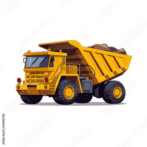 An illustrious yellow dump truck, a symbol of construction and heavy-duty work, poised at a construction site, ready to transport and unload materials with its powerful hydraulic system