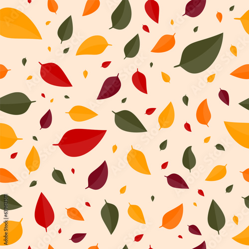 seamless pattern with autumn leaves in different sizes
