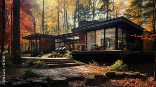 A modern house in the forest