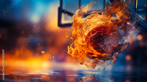 A basketball is flying into a hoop with an audience, in the style of shallow depth of field, intertwining materials, svetlin velinov, infinity nets, photo