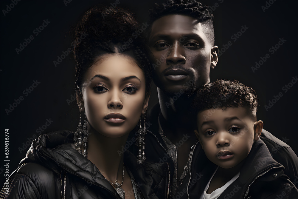 familly portrait of black parents and child. familly portrait of black parents and child.
