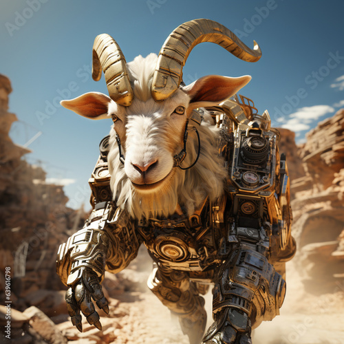A Golden Goat Robot Runs on Saturn,generative ai