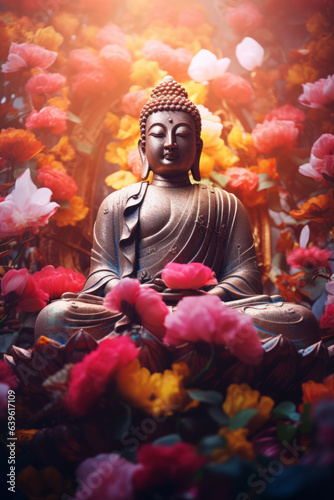 A Buddha statue emits a big power