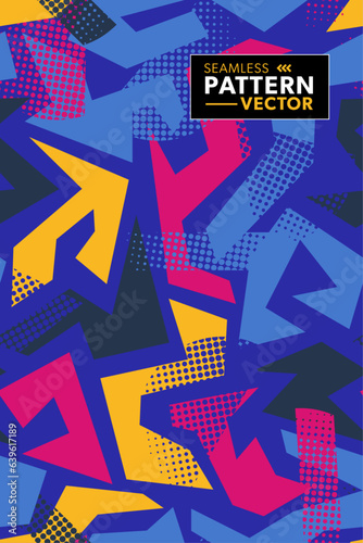 A seamless abstract geometric graphic background with a touch of grunge adds a dynamic and sporty vibe to any design