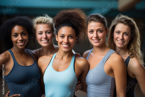 Group of beautiful women in the gym, generative AI