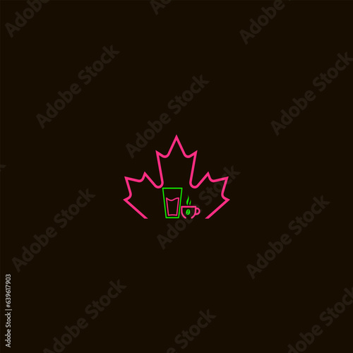 canadian leaf logotype coffe drink caffe logo